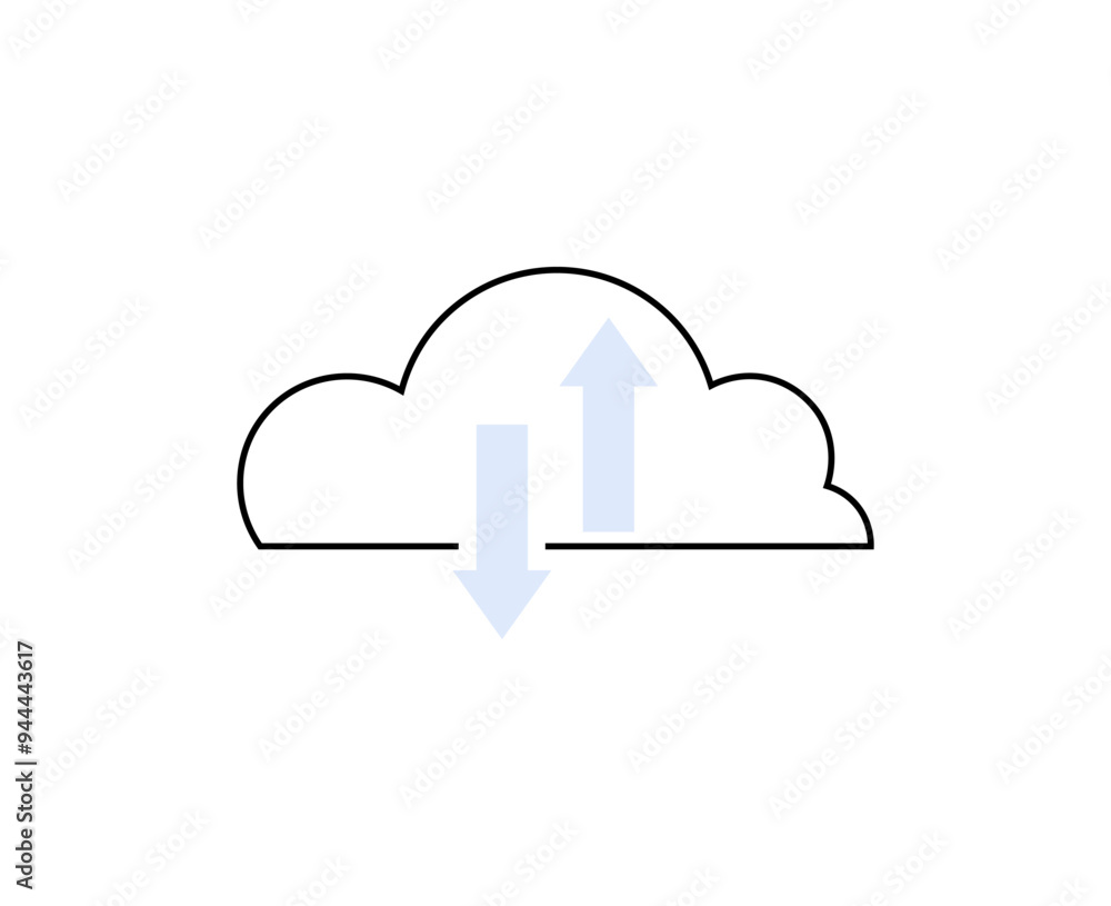 Illustration of a cloud with upward and downward arrows, symbolizing cloud storage, data transfer, and online services. Perfect for topics on cloud computing, data management, and online storage. Illustration of a cloud with upward and downward arrows, symbolizing cloud storage, data transfer, and online services. Perfect for topics on cloud computing, data management, and online storage.