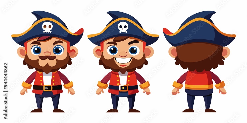 set of cartoon pirate, transparent white background set of cartoon pirate, transparent white background