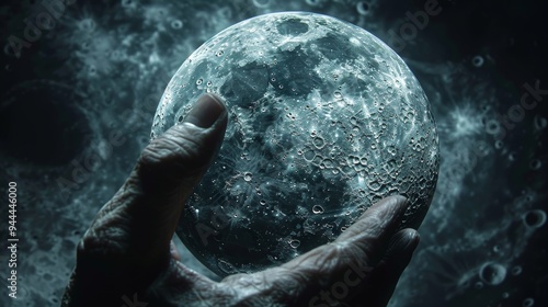 Artist capturing the Moon's beauty with a masterful painting technique photo