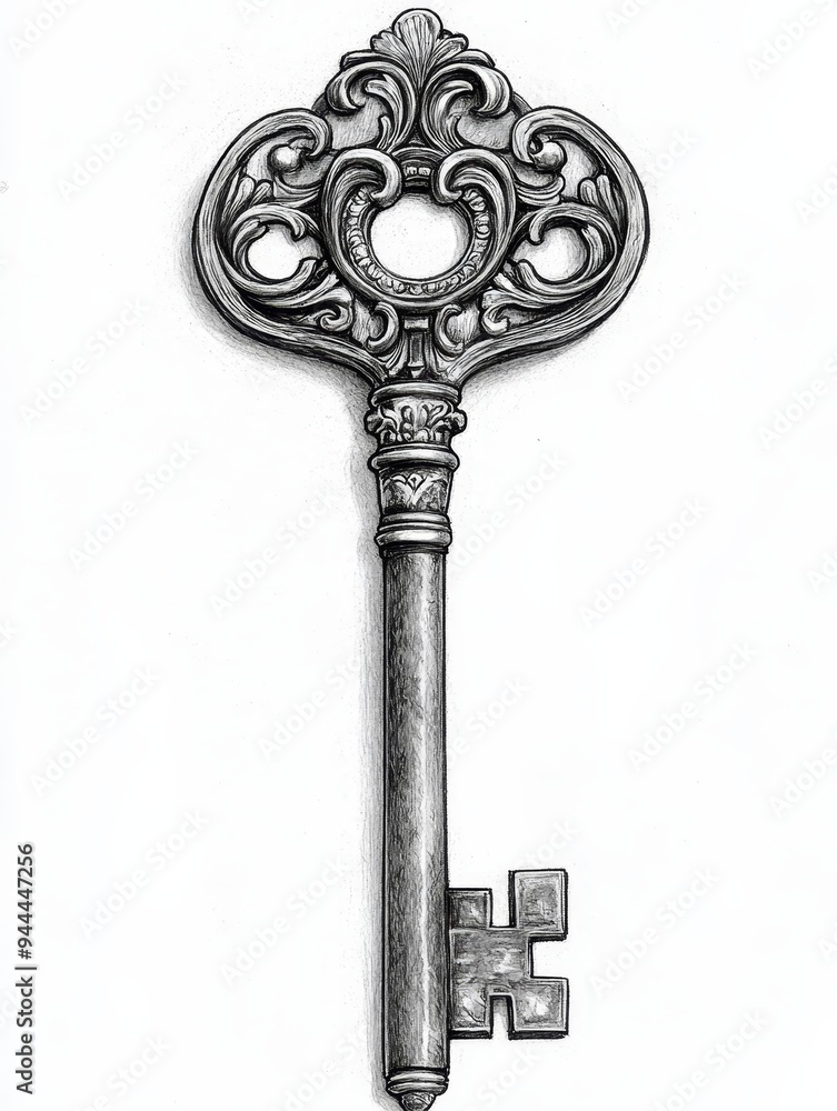 Ornate Antique Key Sketch Ornate Antique Key Sketch