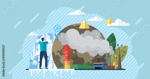 Global warming vector illustration. Ecology, sentinel environment, watches over unfolding drama global warming and climate unrest Environment bears witness to ballet temperature, dance choreographed