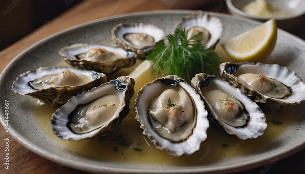 steamed oysters with butter on a plate steamed oysters with butter on a plate