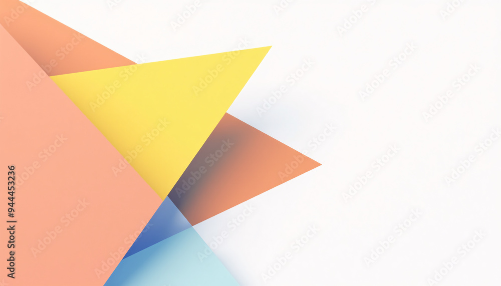 Sharp angular triangles in vibrant primary colors intersect dynamically across a clean white background creating a bold geometric statement. Sharp angular triangles in vibrant primary colors intersect dynamically across a clean white background creating a bold geometric statement.