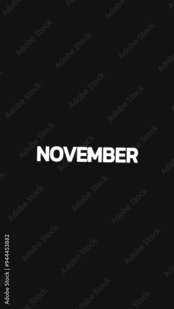Background of November word in purple-blue gradient with circular mask, zoom in/out animation. Background of November word in purple-blue gradient with circular mask, zoom in/out animation.