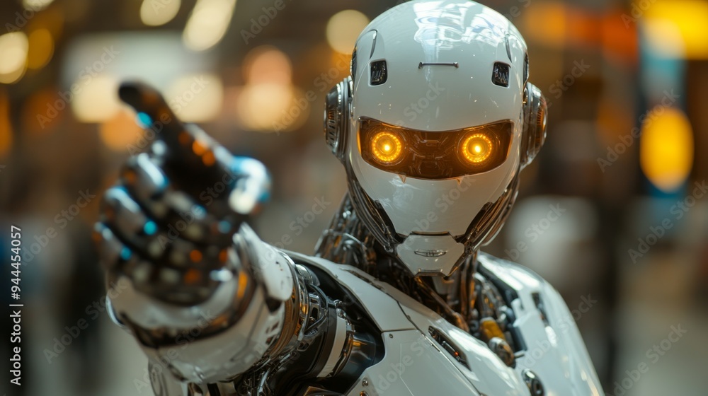 Futuristic Robot Pointing Futuristic Robot Pointing