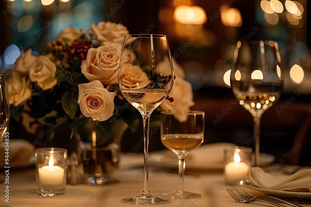 Elegant table settings, romantic dinner table settings. Elegant table settings, romantic dinner table settings.