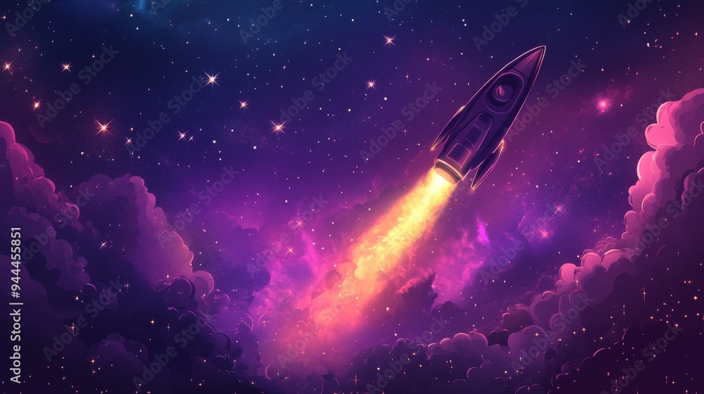 Rocket Launch in Purple Space Rocket Launch in Purple Space