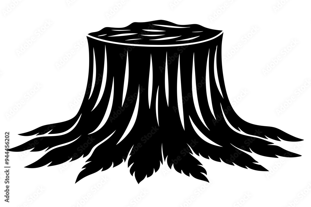 Fototapeta premiumTree stump sihouette vector, stump icon. stump line art vector illustration 