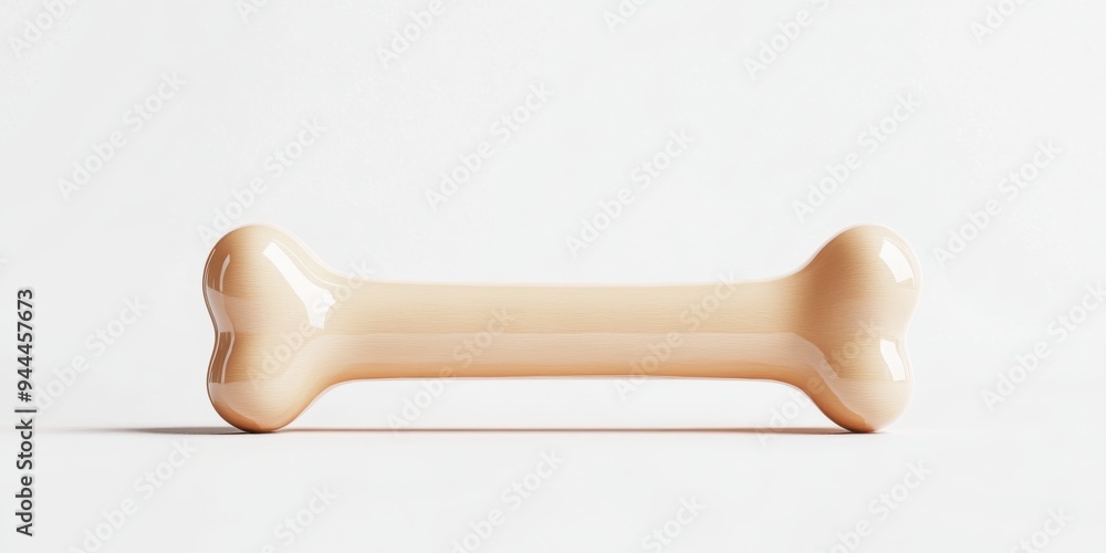 A 3D icon of a cartoon style dog bone featuring a simple smooth design with a glossy finish and soft shadows on a white background. A 3D icon of a cartoon style dog bone featuring a simple smooth design with a glossy finish and soft shadows on a white background.