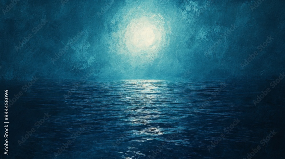 Fototapeta premium Ocean at Night with Glowing Light