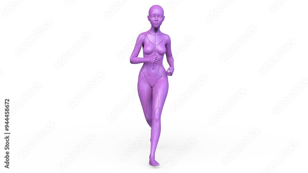 走る女性サイボーグ 3DCGレンダリング 走る女性サイボーグ 3DCGレンダリング