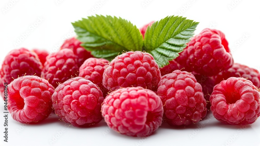 Fresh Raspberries with Leaves Fresh Raspberries with Leaves