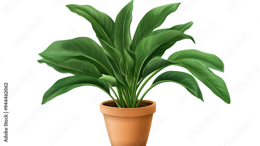 Fototapeta premium home plant with big juicy green leaves in pot on transparency background PNG