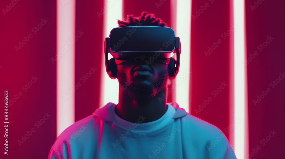 Obraz premium people wearing virtual reality glasses. web 3.0. virtual reality. technologies of the future. AI technologies.