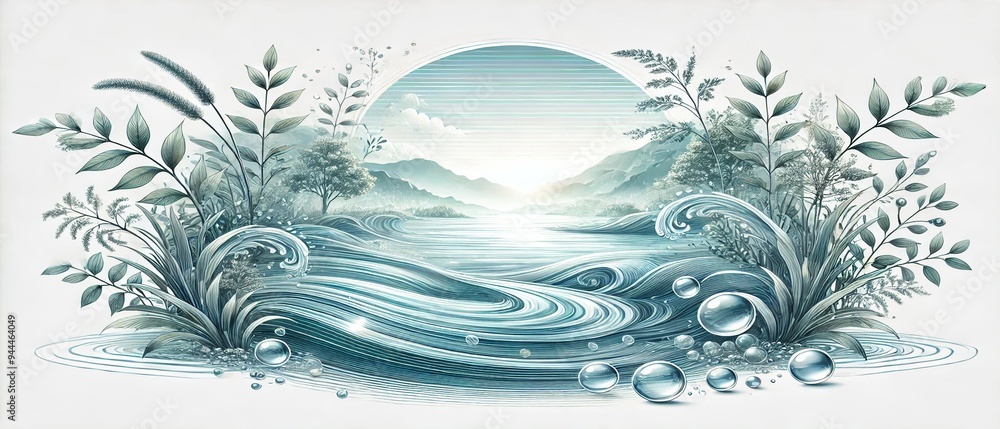 静寂の波紋:穏やかで透明な水面の美しさを表現した背景 静寂の波紋:穏やかで透明な水面の美しさを表現した背景