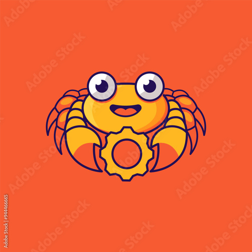 Cartoon Crab Mascot Logo for IT and Business Branding