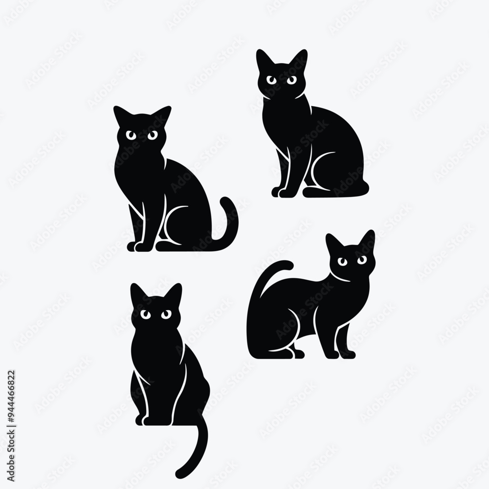 Scottish fold cat silhouette vector template illustration Scottish fold cat silhouette vector template illustration