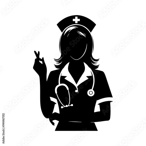 Nurse vector icon illustration on white background, nurse silhouette, nurse vector icon, medical assistant icon