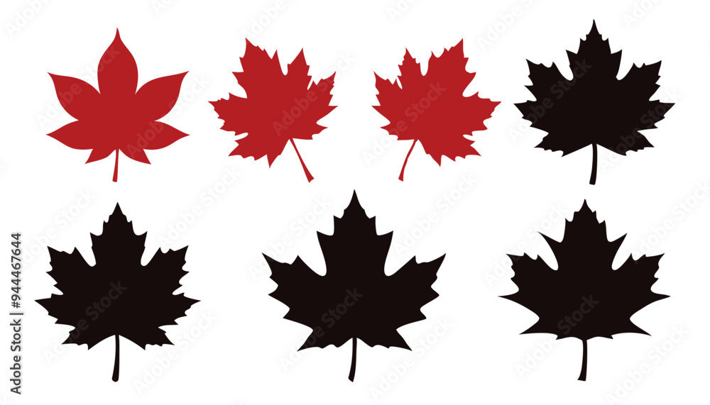 Maple leaves set , Autumn Leaves silhouette set vector illustration Maple leaves set , Autumn Leaves silhouette set vector illustration