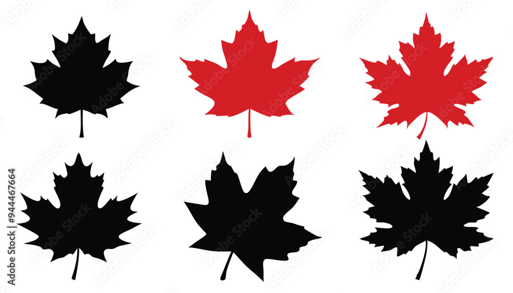 Maple leaves set , Autumn Leaves silhouette set vector illustration Maple leaves set , Autumn Leaves silhouette set vector illustration