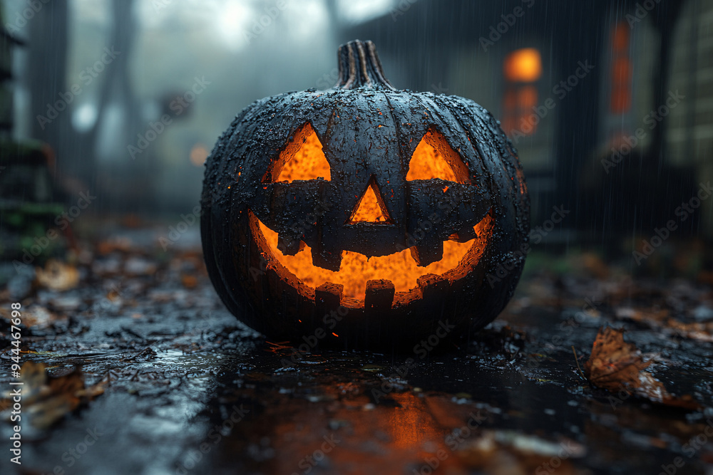 A frightening Halloween scene featuring elements such as pumpkins, ghosts, and spooky decorations, perfect for Halloween event promotions and horror-themed designs. A frightening Halloween scene featuring elements such as pumpkins, ghosts, and spooky decorations, perfect for Halloween event promotions and horror-themed designs.