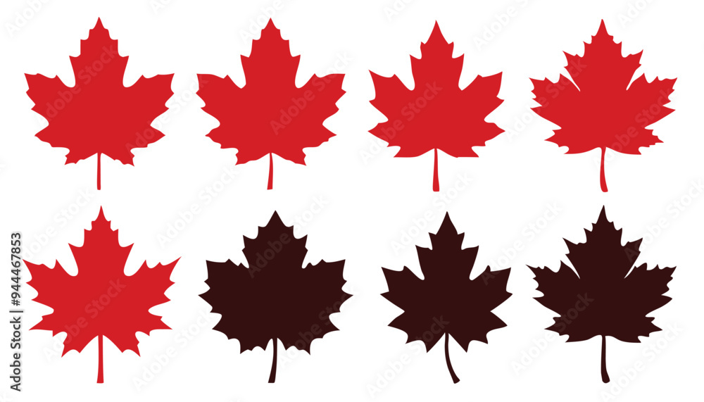 Maple leaves set , Autumn Leaves silhouette set vector illustration Maple leaves set , Autumn Leaves silhouette set vector illustration
