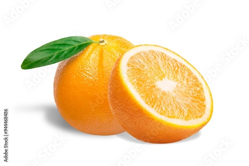 Orange fresh ripe juicy fruit with slice