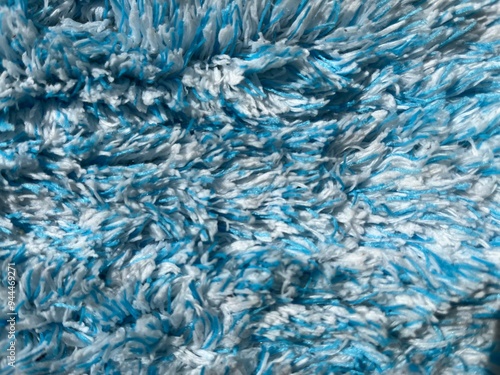 Blue and white long pile carpet