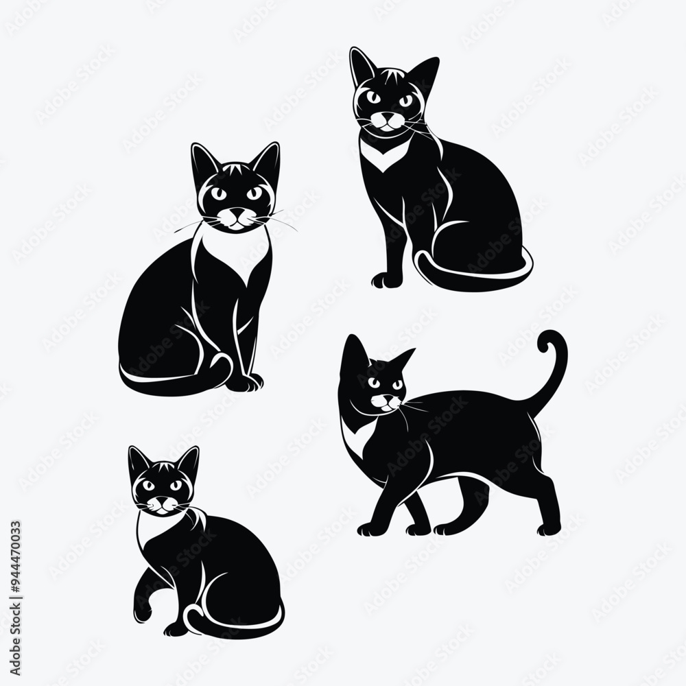 Scottish fold cat silhouette vector template illustration Scottish fold cat silhouette vector template illustration