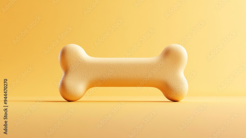A 3D single icon of a dog treat shaped like a bone illustrated in a minimalistic design with smooth rounded edges and a soft shadow beneath it A 3D single icon of a dog treat shaped like a bone illustrated in a minimalistic design with smooth rounded edges and a soft shadow beneath it