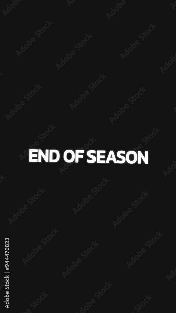 Animated video with 'end of season' repeated in a vertical circular loop with black background and various color options. Animated video with 'end of season' repeated in a vertical circular loop with black background and various color options.