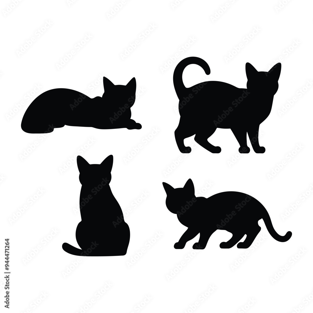 Obraz premium Scottish fold cat silhouette vector template illustration