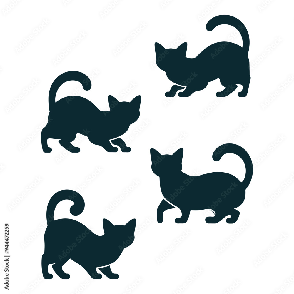 Scottish fold cat silhouette vector template illustration Scottish fold cat silhouette vector template illustration
