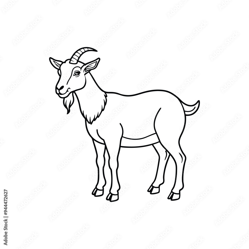 Goat vector silhouette. Farm animal silhouette goat outline icon vector illustration. Goat vector silhouette. Farm animal silhouette goat outline icon vector illustration.