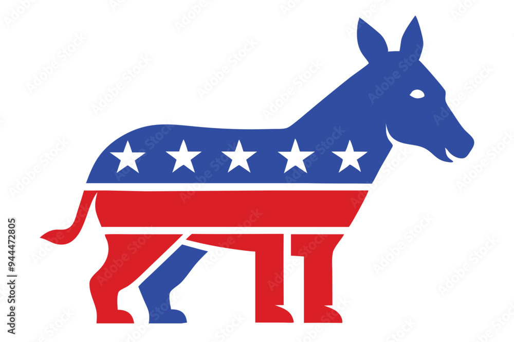 democrat donkey red white and blue political Isola. democrat donkey red white and blue political Isola.