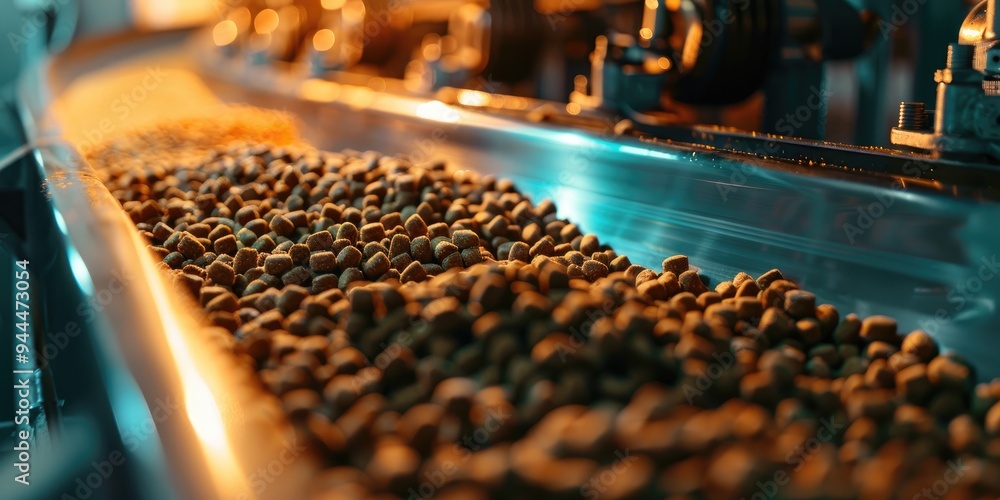 Production of dry pet food in a manufacturing machine Production of dry pet food in a manufacturing machine