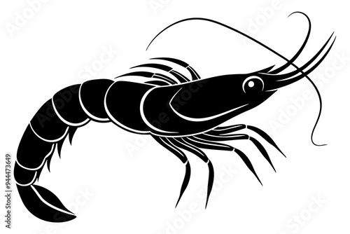 shrimp vector silhouette, shrimp icon vector, Sea lobster	