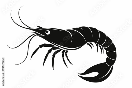 shrimp vector silhouette, shrimp icon vector, Sea lobster	