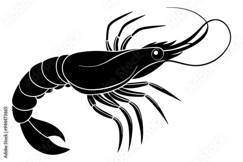 shrimp vector silhouette, shrimp icon vector, Sea lobster	