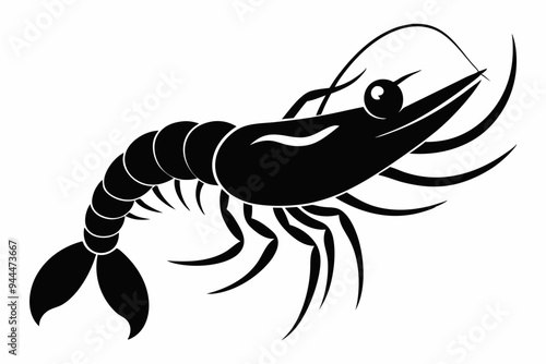 shrimp vector silhouette, shrimp icon vector, Sea lobster	