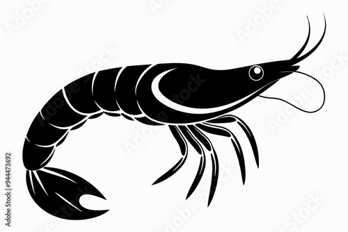 shrimp vector silhouette, shrimp icon vector, Sea lobster	