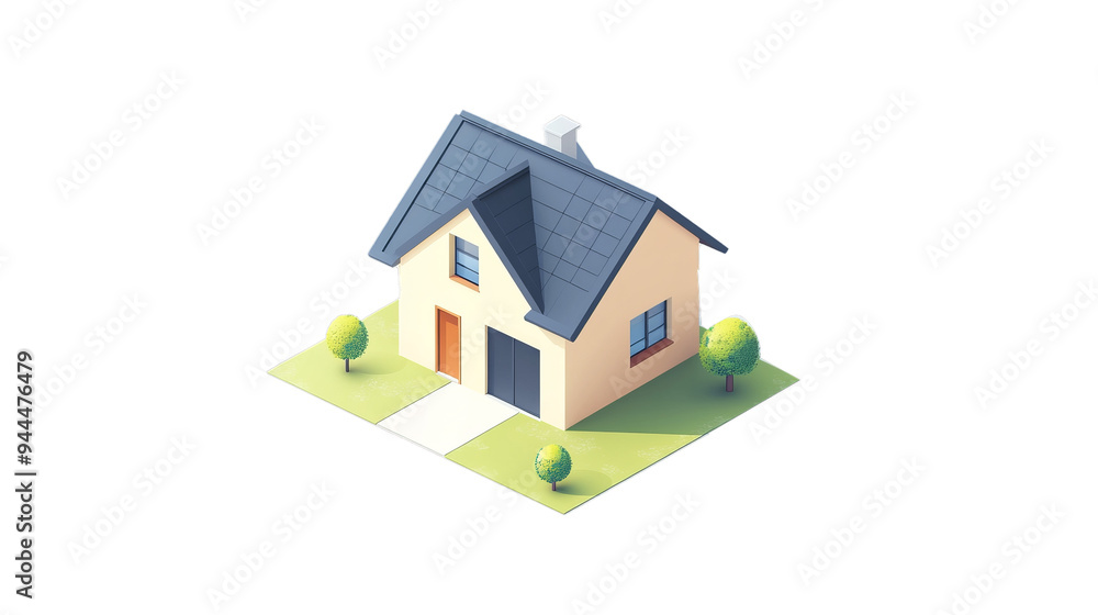 Minimalism house isometric isolated on a white background Minimalism house isometric isolated on a white background