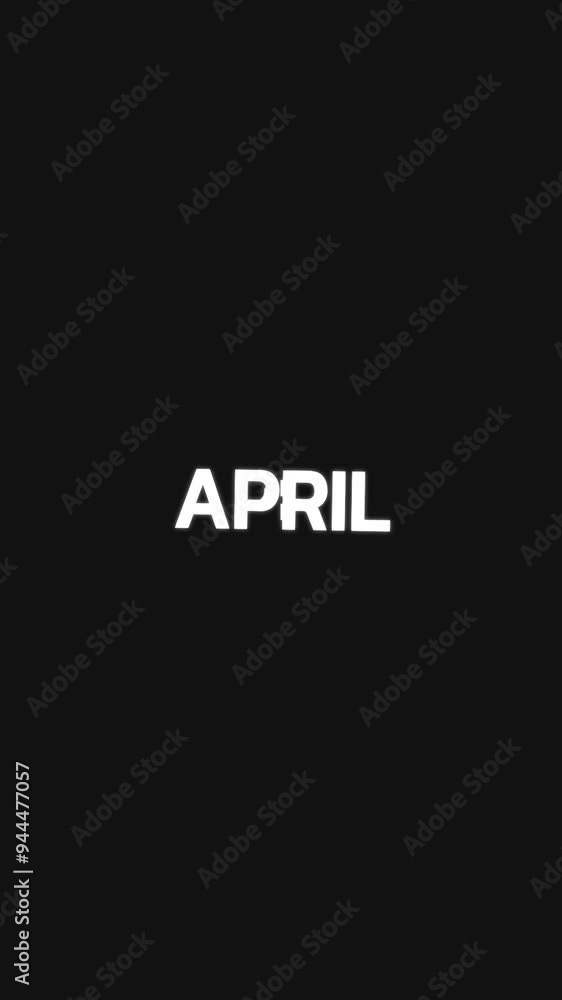 Background of April word in purple-blue gradient with circular mask, zoom in/out animation. Background of April word in purple-blue gradient with circular mask, zoom in/out animation.