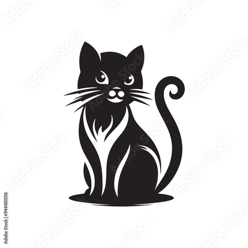 Pussy cat cub silhouette illustration