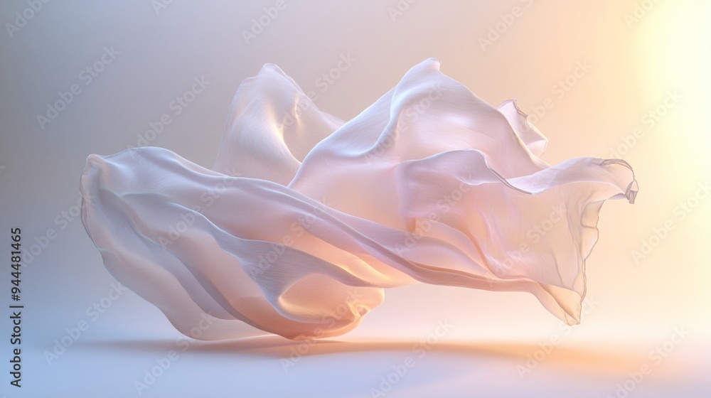 A white fabric is shown in a light blue background A white fabric is shown in a light blue background