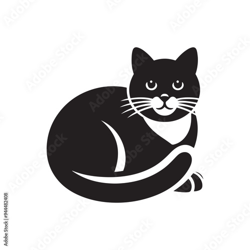 Pussy cat cub silhouette illustration