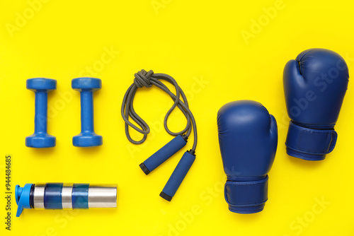 Set of sports equipment on ...