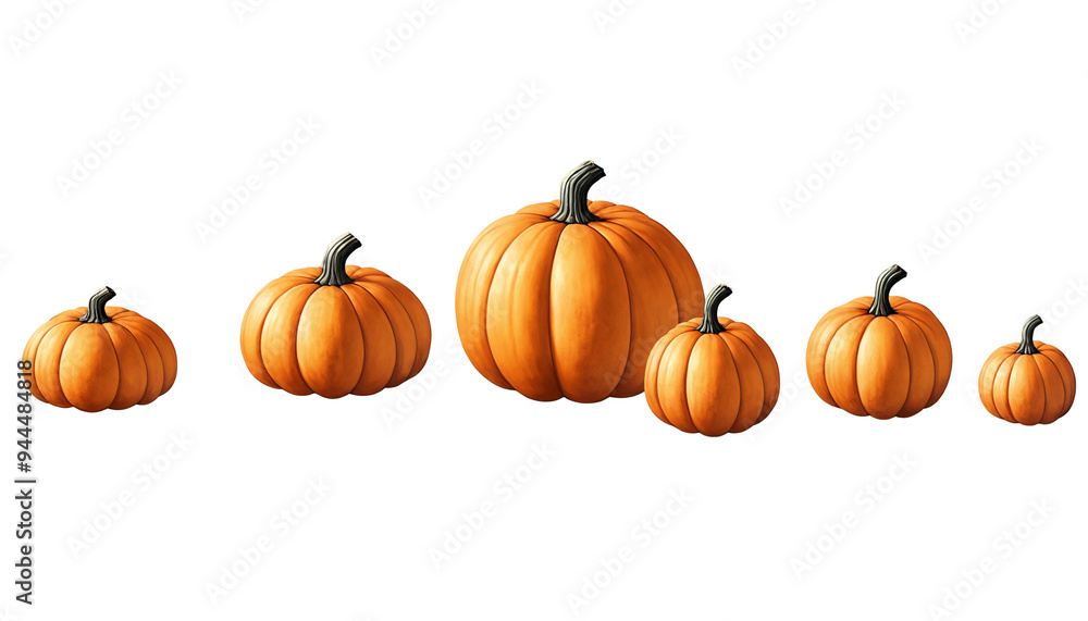 Pumpkin decorations set on a transparent background Pumpkin decorations set on a transparent background