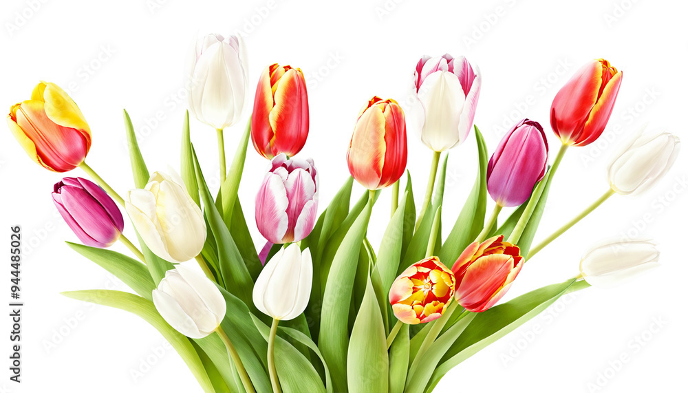 Obraz premium bouquet of tulips on a transparent background