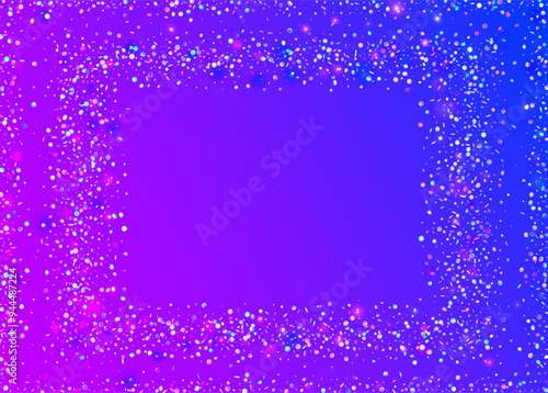 Rainbow Serpentine. Disco Pattern. Falling Dust. Iridescent Paper. Glare Colourful Illustration. Blue Happy Confetti. Digital Design. Holographic Glitter. Purple Rainbow Serpentine